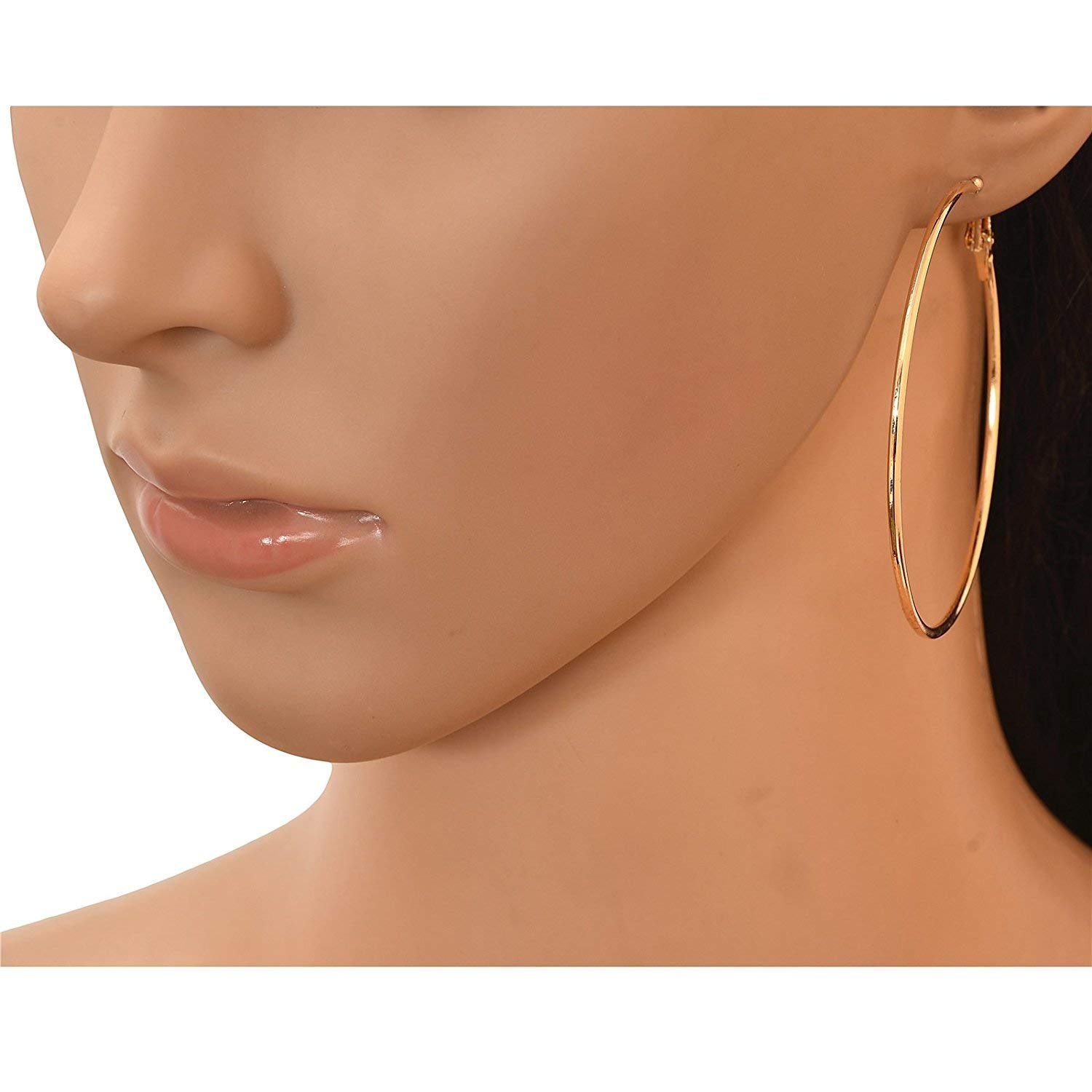 Special Gold Plated Alloy Big Round Hoop Earrings for Women and Girls - Image 3