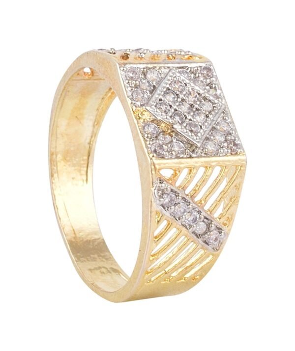 Gold and Silver Plated American Diamond Alloy Ring for Men