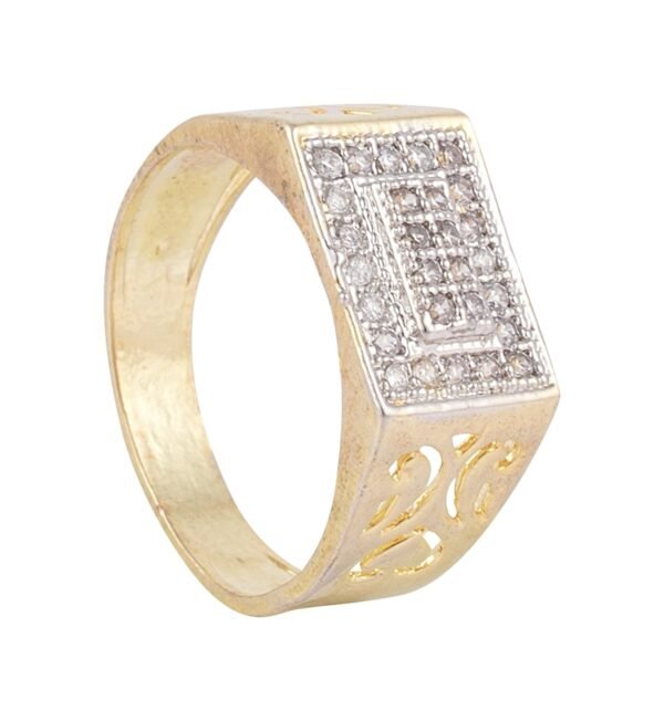 Gold and Silver Plated American Diamond Alloy Ring for Men