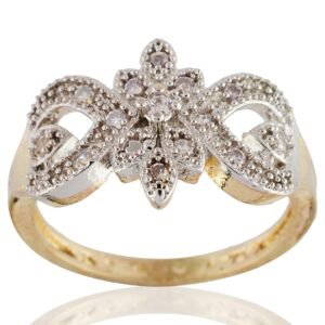 Gold and Silver Plated American Diamond Alloy Ring for Women and Girls