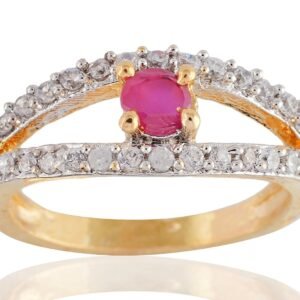 Gold and Silver Plated American Diamond Alloy Ring for Women and Girls